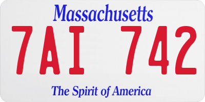 MA license plate 7AI742