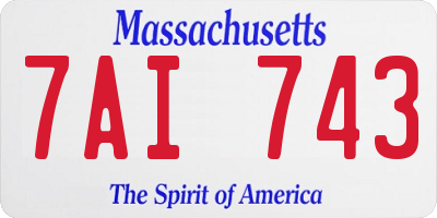 MA license plate 7AI743