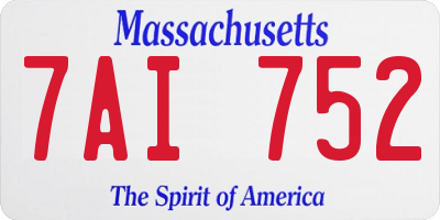 MA license plate 7AI752