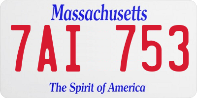 MA license plate 7AI753