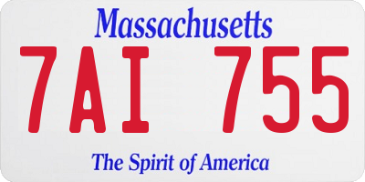MA license plate 7AI755