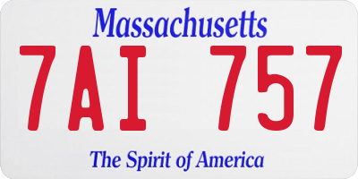 MA license plate 7AI757