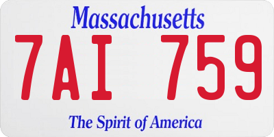 MA license plate 7AI759