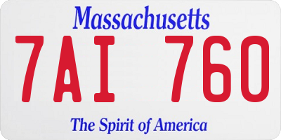 MA license plate 7AI760