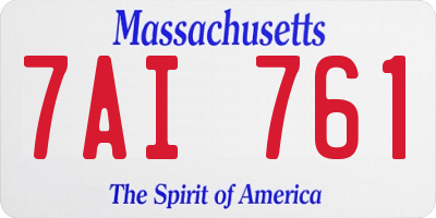 MA license plate 7AI761