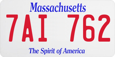 MA license plate 7AI762