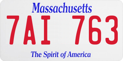 MA license plate 7AI763