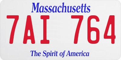 MA license plate 7AI764