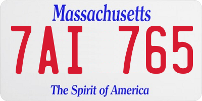 MA license plate 7AI765