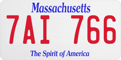 MA license plate 7AI766