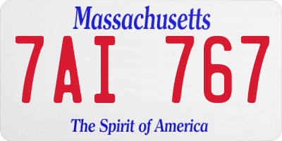 MA license plate 7AI767