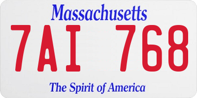 MA license plate 7AI768