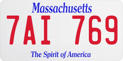 MA license plate 7AI769