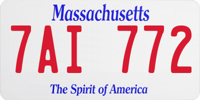MA license plate 7AI772