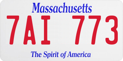 MA license plate 7AI773