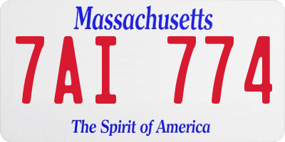 MA license plate 7AI774