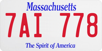 MA license plate 7AI778