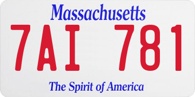MA license plate 7AI781