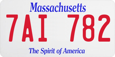 MA license plate 7AI782