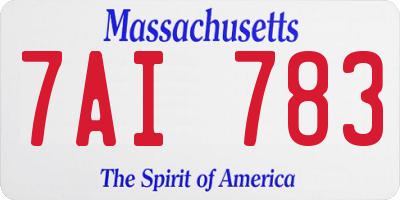 MA license plate 7AI783