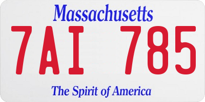 MA license plate 7AI785