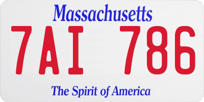 MA license plate 7AI786