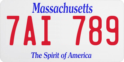 MA license plate 7AI789
