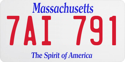 MA license plate 7AI791