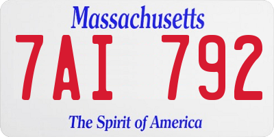 MA license plate 7AI792