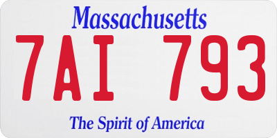 MA license plate 7AI793