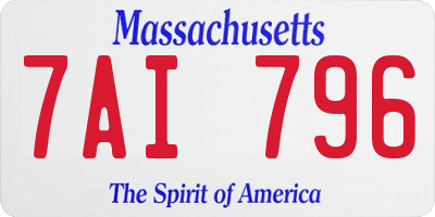 MA license plate 7AI796