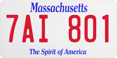 MA license plate 7AI801
