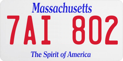MA license plate 7AI802