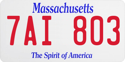 MA license plate 7AI803