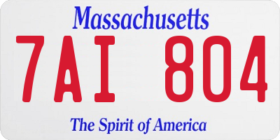 MA license plate 7AI804
