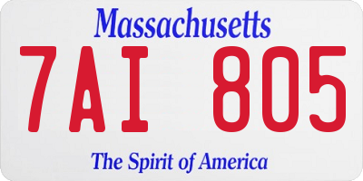 MA license plate 7AI805