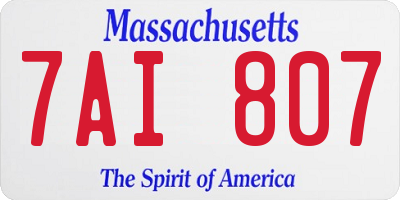 MA license plate 7AI807