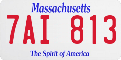 MA license plate 7AI813