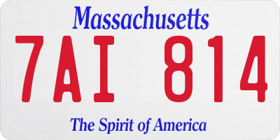MA license plate 7AI814