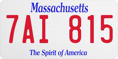 MA license plate 7AI815