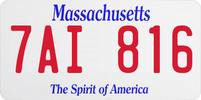 MA license plate 7AI816