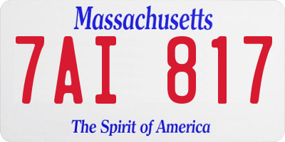 MA license plate 7AI817