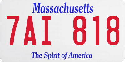 MA license plate 7AI818
