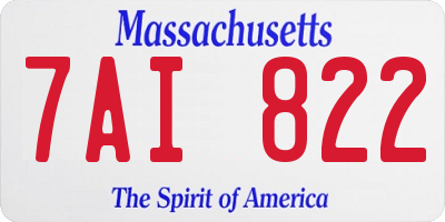 MA license plate 7AI822