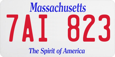MA license plate 7AI823