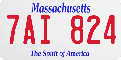 MA license plate 7AI824
