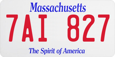 MA license plate 7AI827