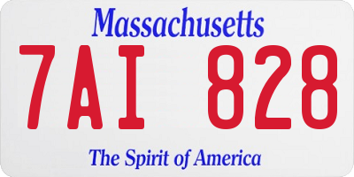 MA license plate 7AI828