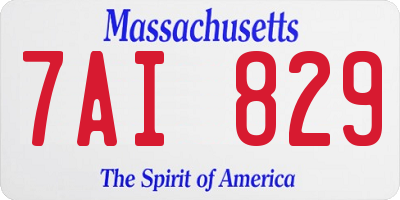 MA license plate 7AI829