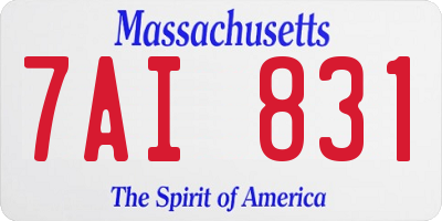 MA license plate 7AI831